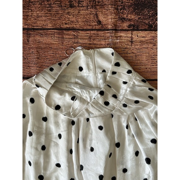Zara White Polka Dot Midi Skirt Asymmetric Bubble Hem Size Small - Picture 8 of 12